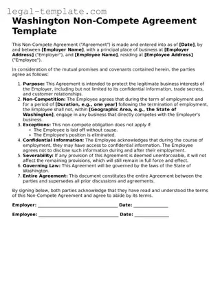 Non-compete Agreement Form for Washington State