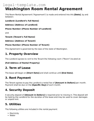 Room Rental Agreement Form for Washington State