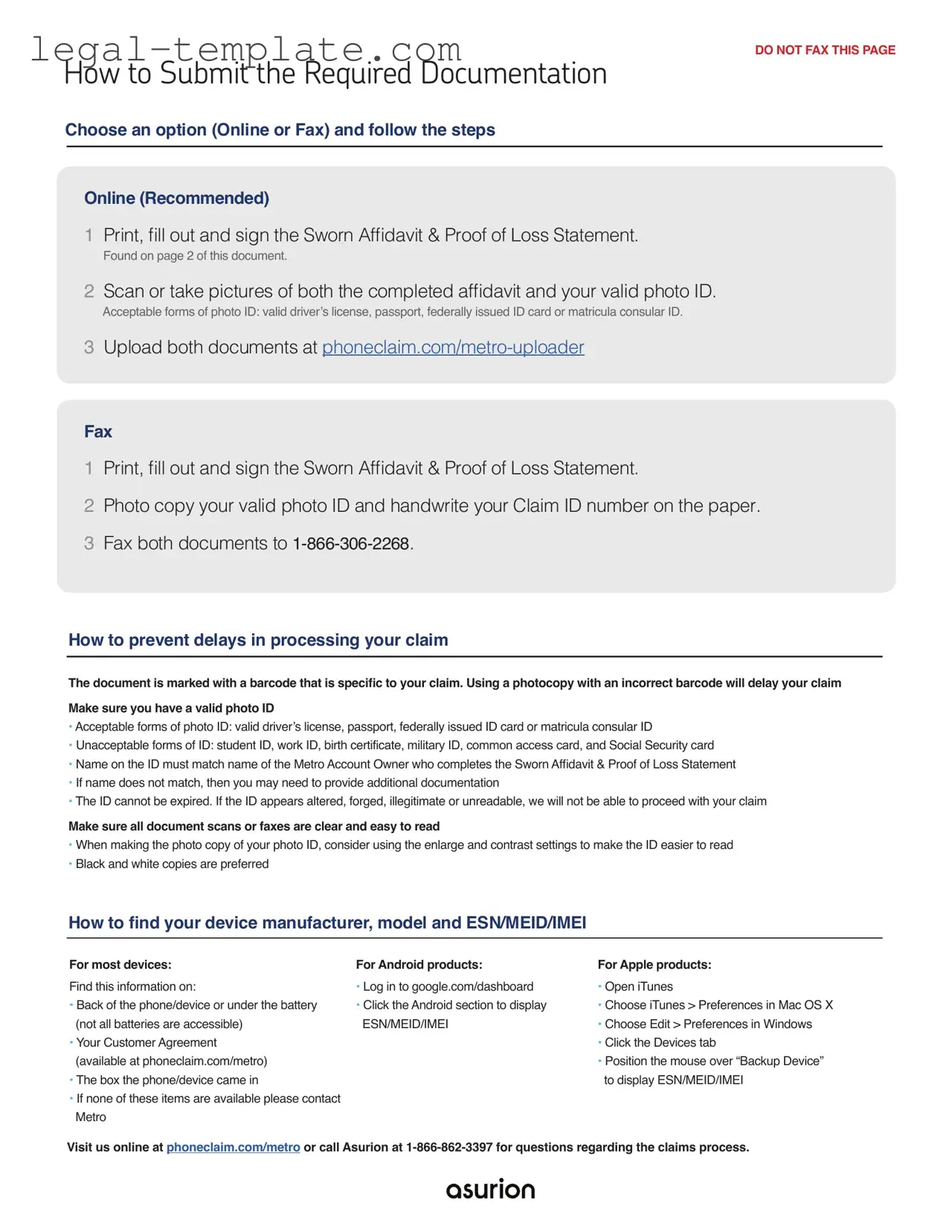 Free Asurion F-017-08 MEN Template in PDF