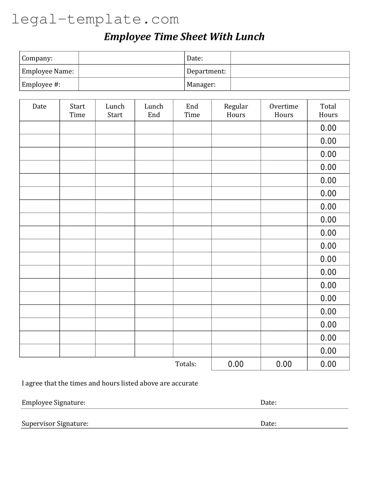 Free Time Card Template in PDF