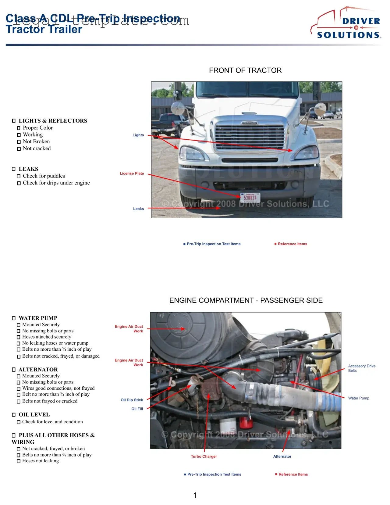Free Pre Trip Inspection Checklist Template in PDF