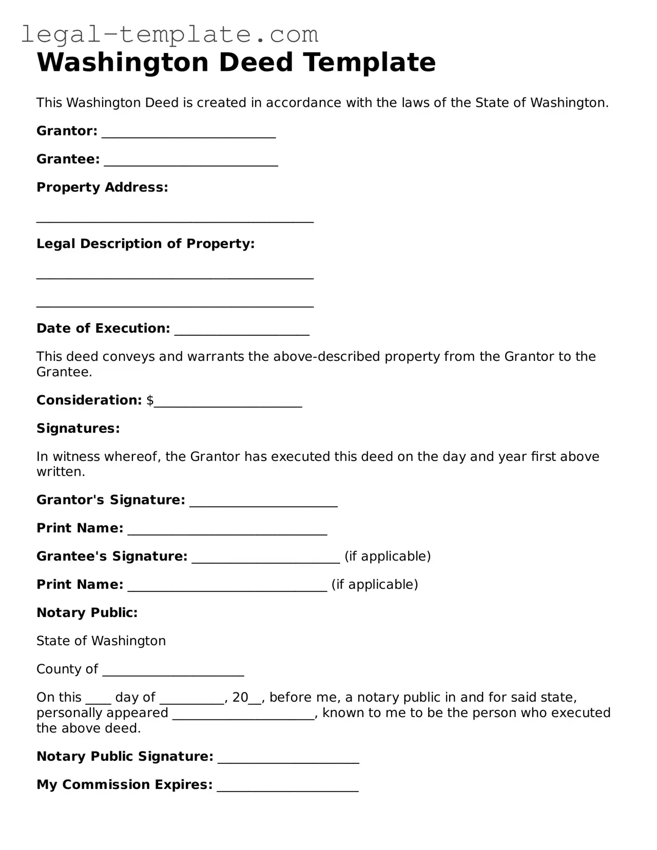 Deed Form for Washington State