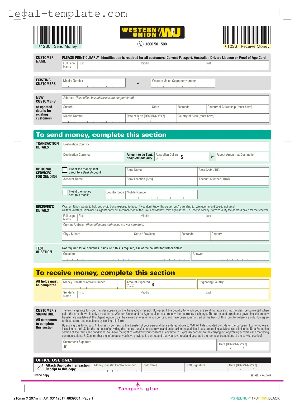 Free Western Union Template in PDF