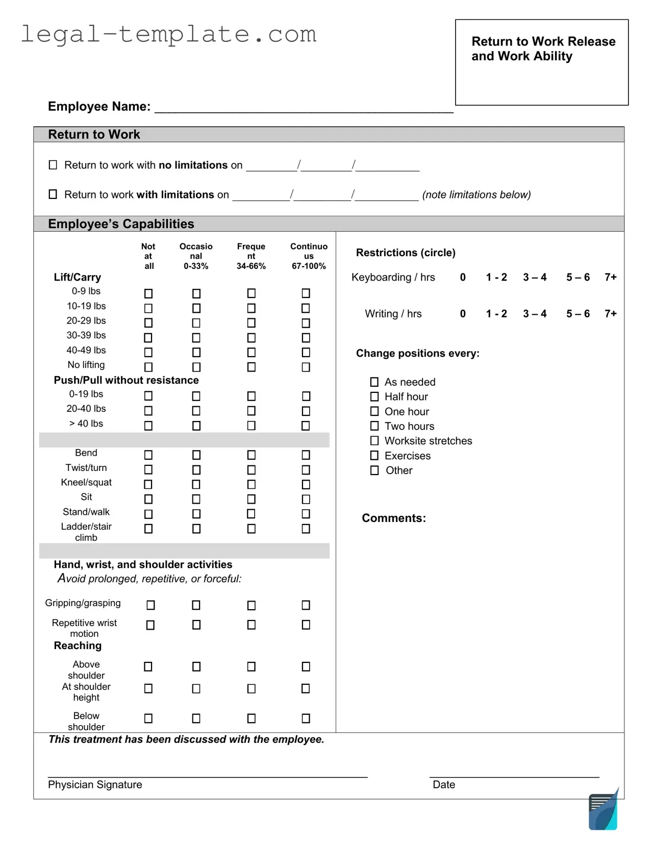 Free Work Release Template in PDF